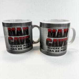 SET OF 2 BAY ISLAND MAN CAVE WHERE MEN CAN BE MEN 2015 LARGE 20 OZ COFFEE MUG